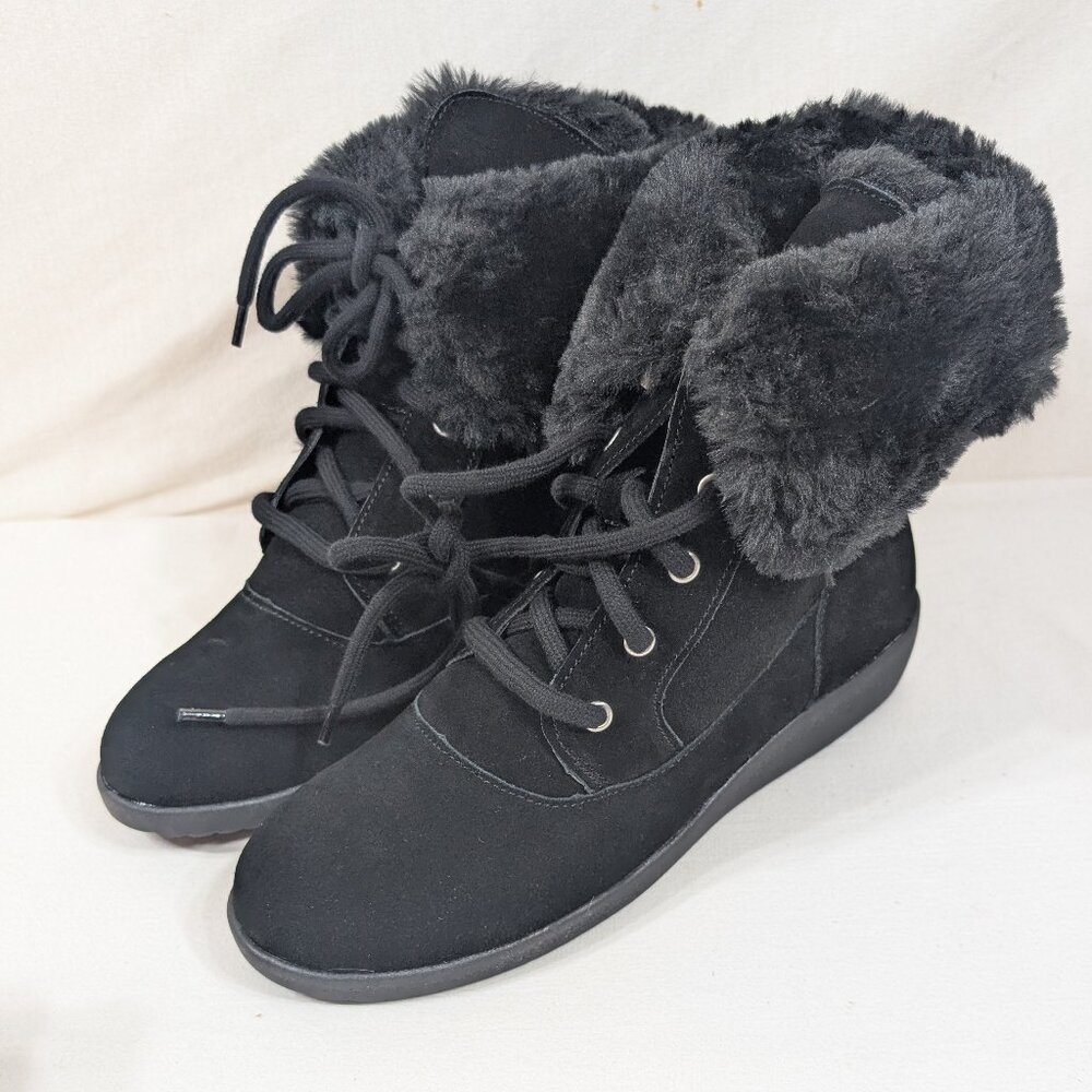 Style & Co Auberyy Black Furry Boots
